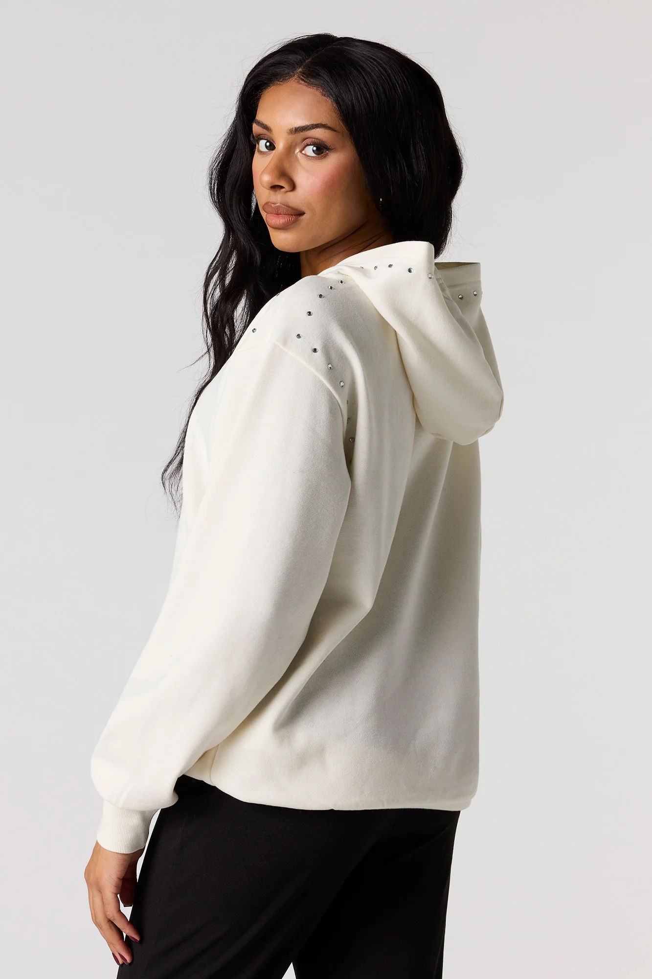 Rhinestone Fleece Hoodie - Image 2