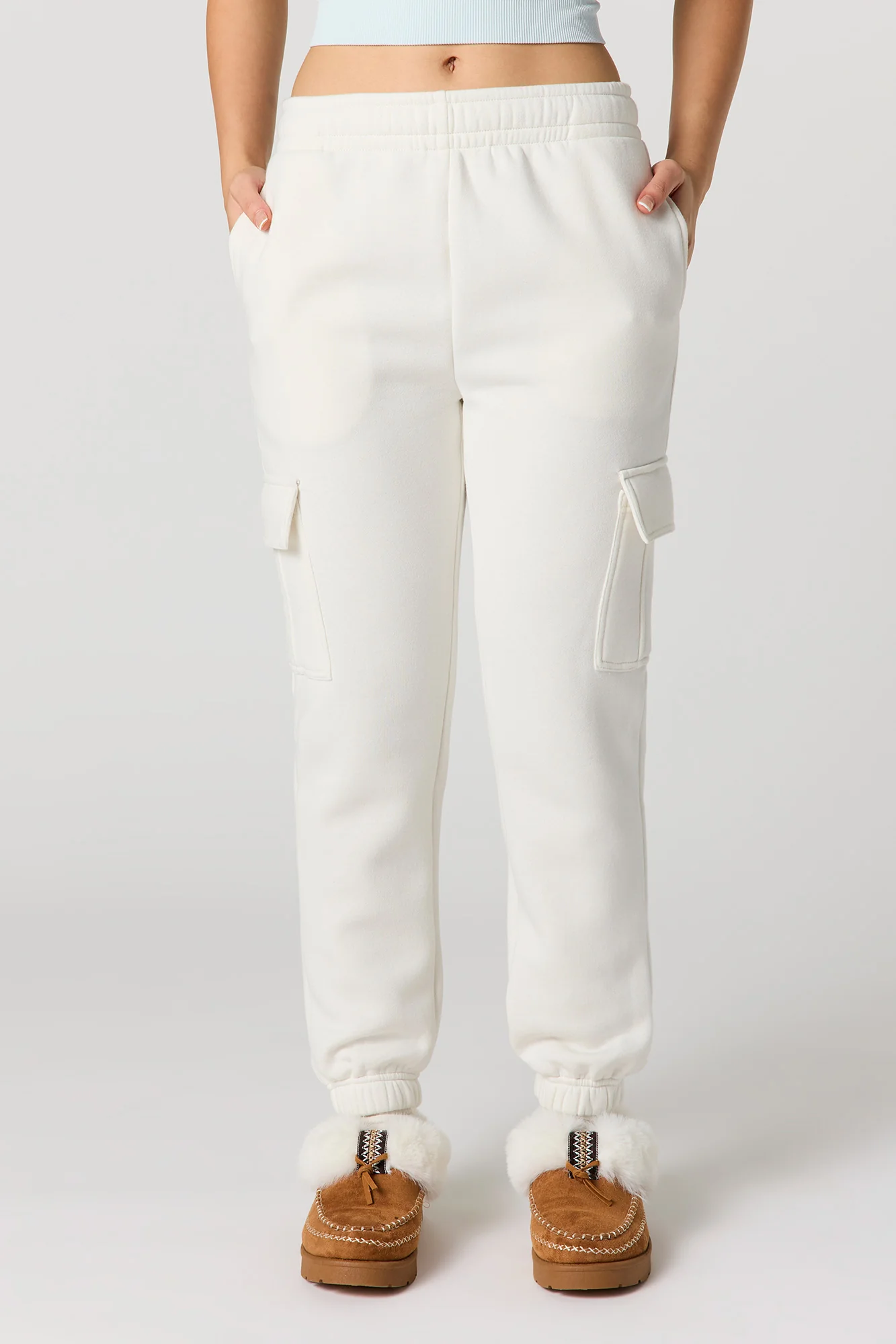 Solid Fleece Cargo Jogger - Image 2