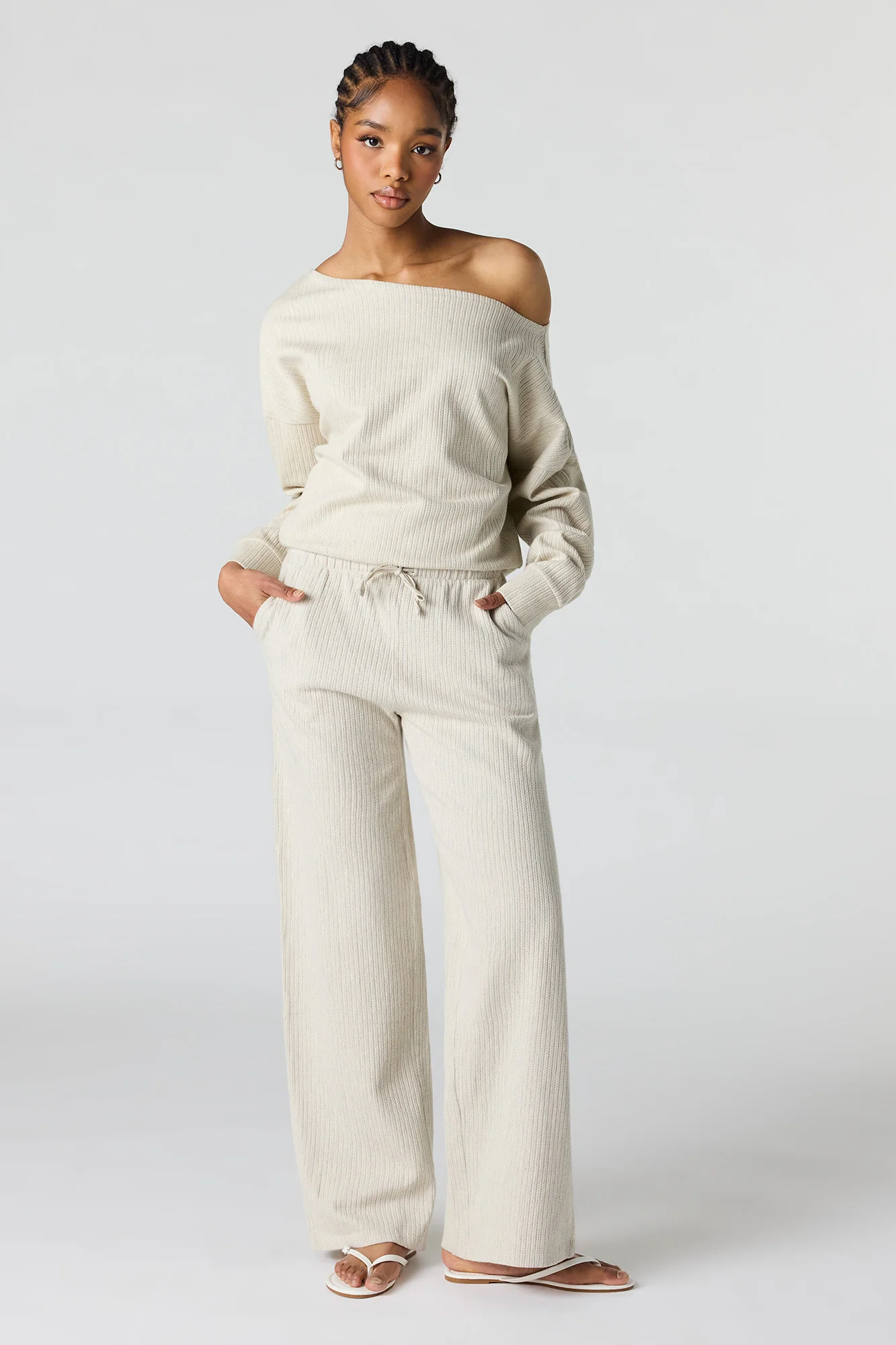 Ribbed Drawstring Straight Leg Pant - Image 10