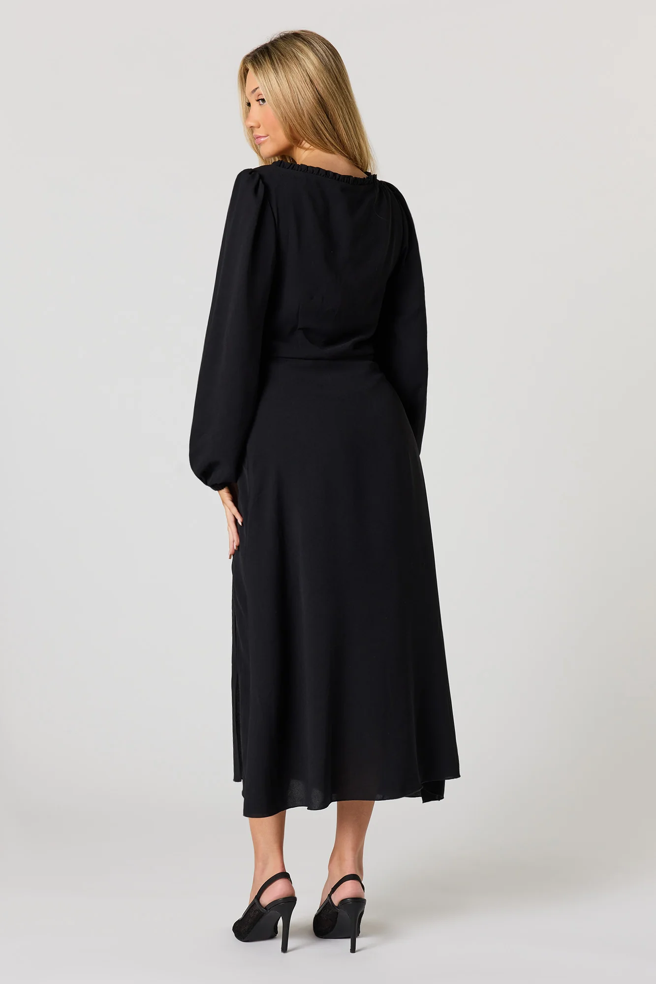 Floral Printed Long Sleeve Midi Dress - Image 6