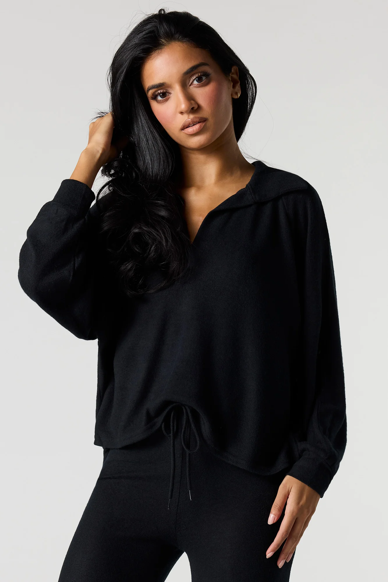 V-Neck Collared Long Sleeve Top - Image 10