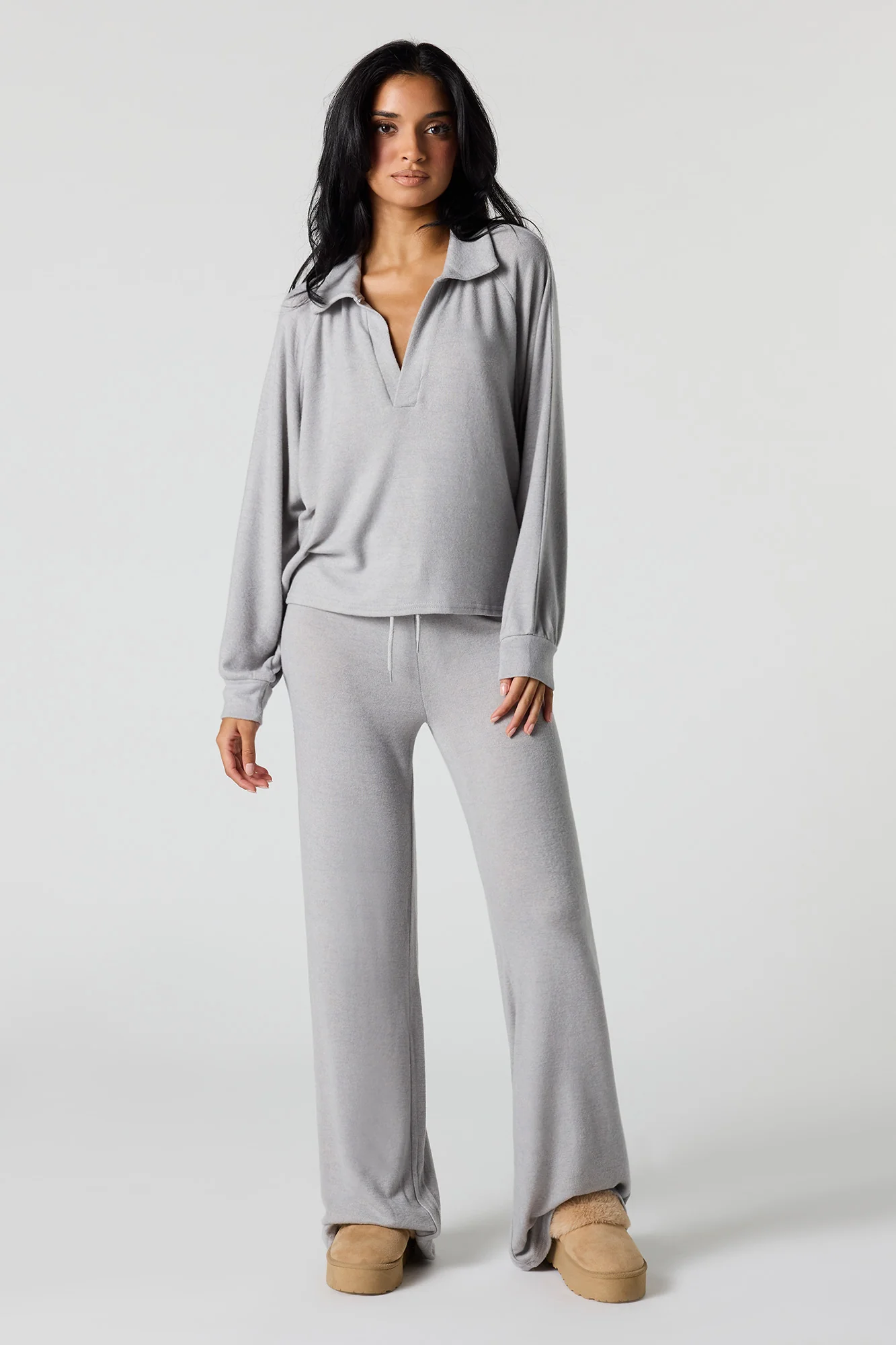 V-Neck Collared Long Sleeve Top - Image 6