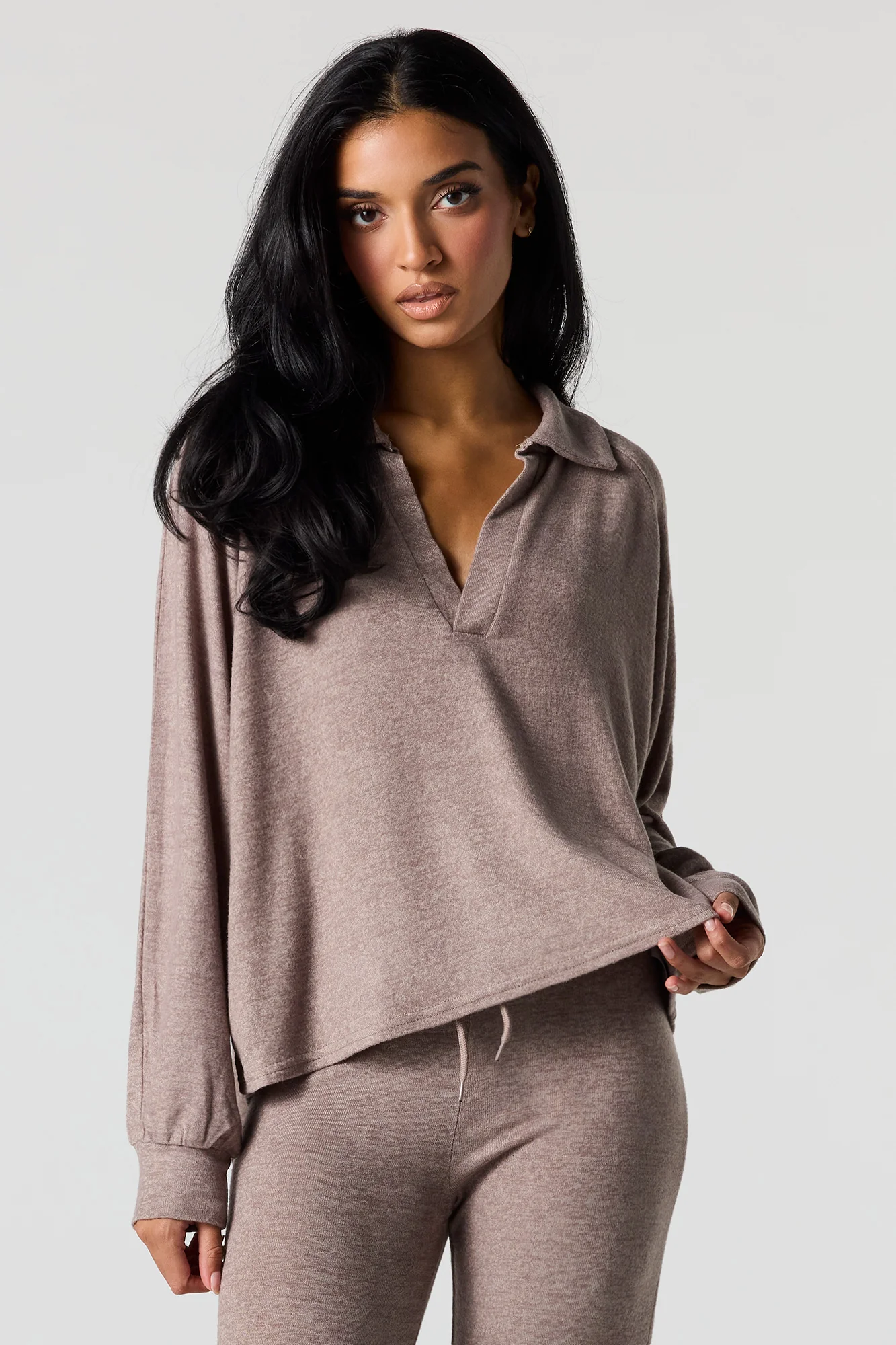 V-Neck Collared Long Sleeve Top - Image 7