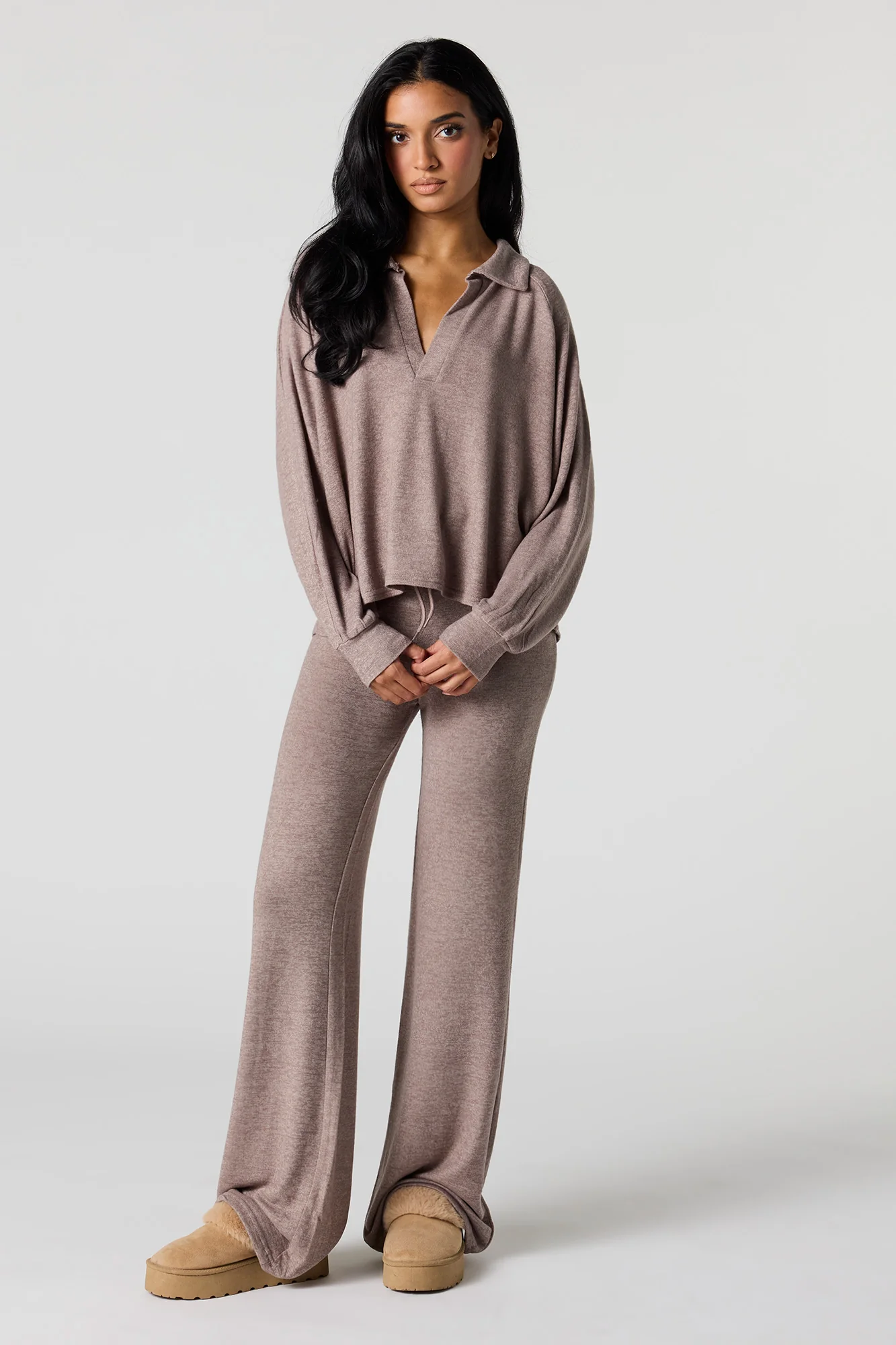 V-Neck Collared Long Sleeve Top - Image 9
