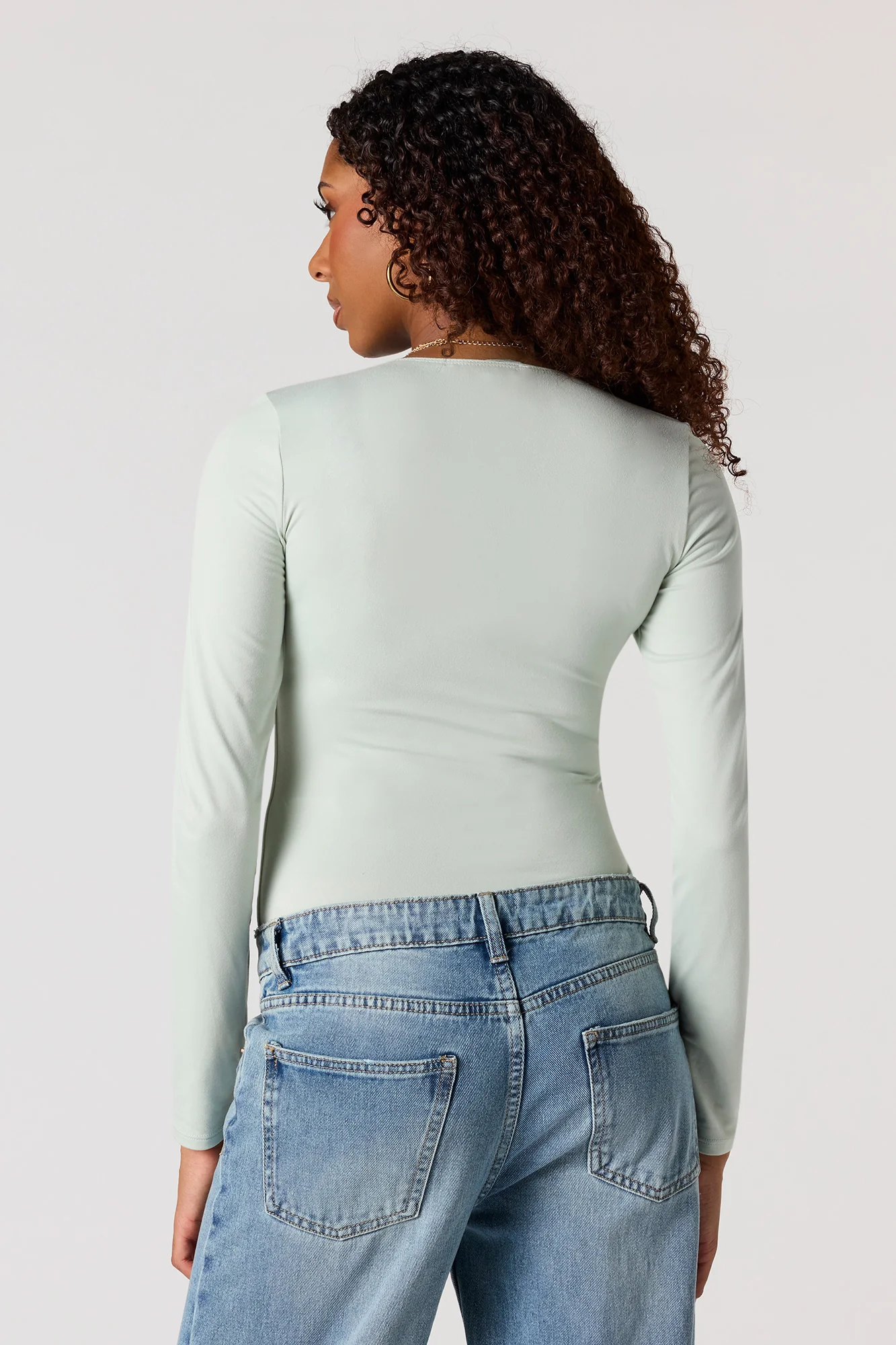 V-Neckline Long Sleeve Bodysuit - Image 22