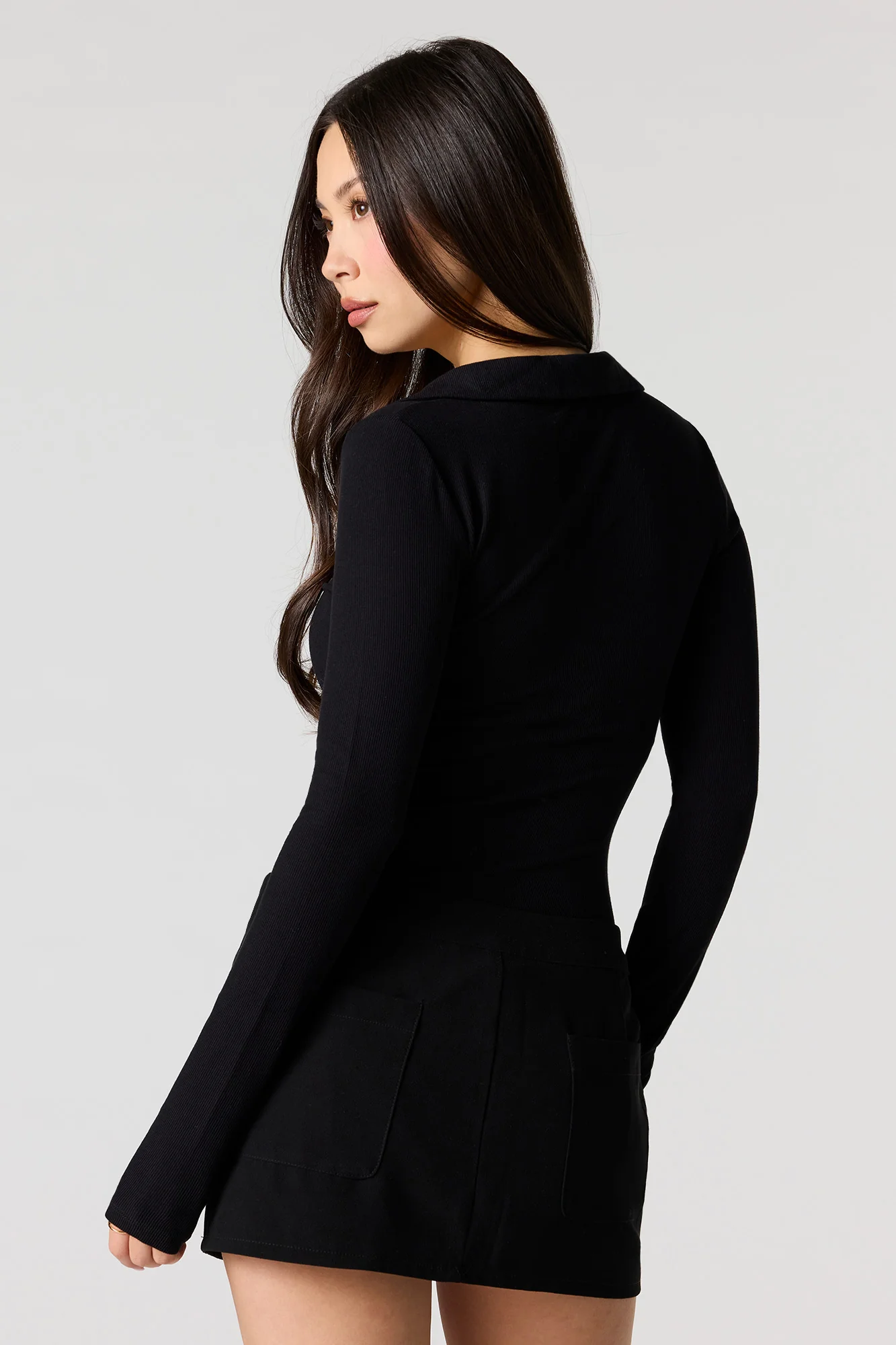 Ribbed Collared Long Sleeve Bodysuit - Image 6