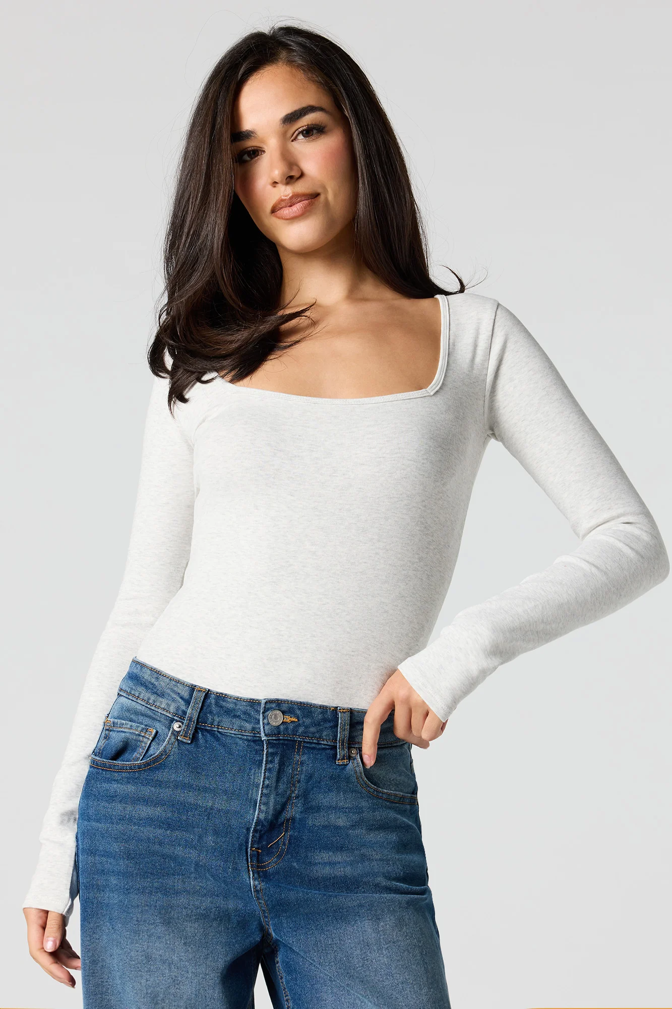 Square Neck Long Sleeve Bodysuit - Image 13