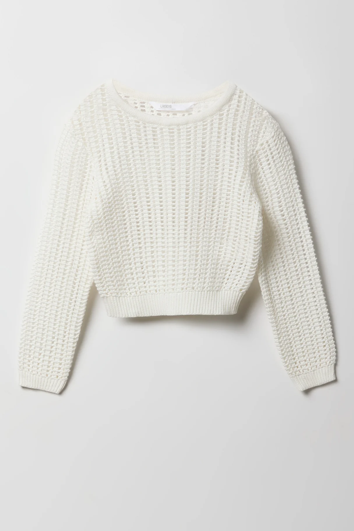Girls Crochet Boxy Long Sleeve Top - Image 5