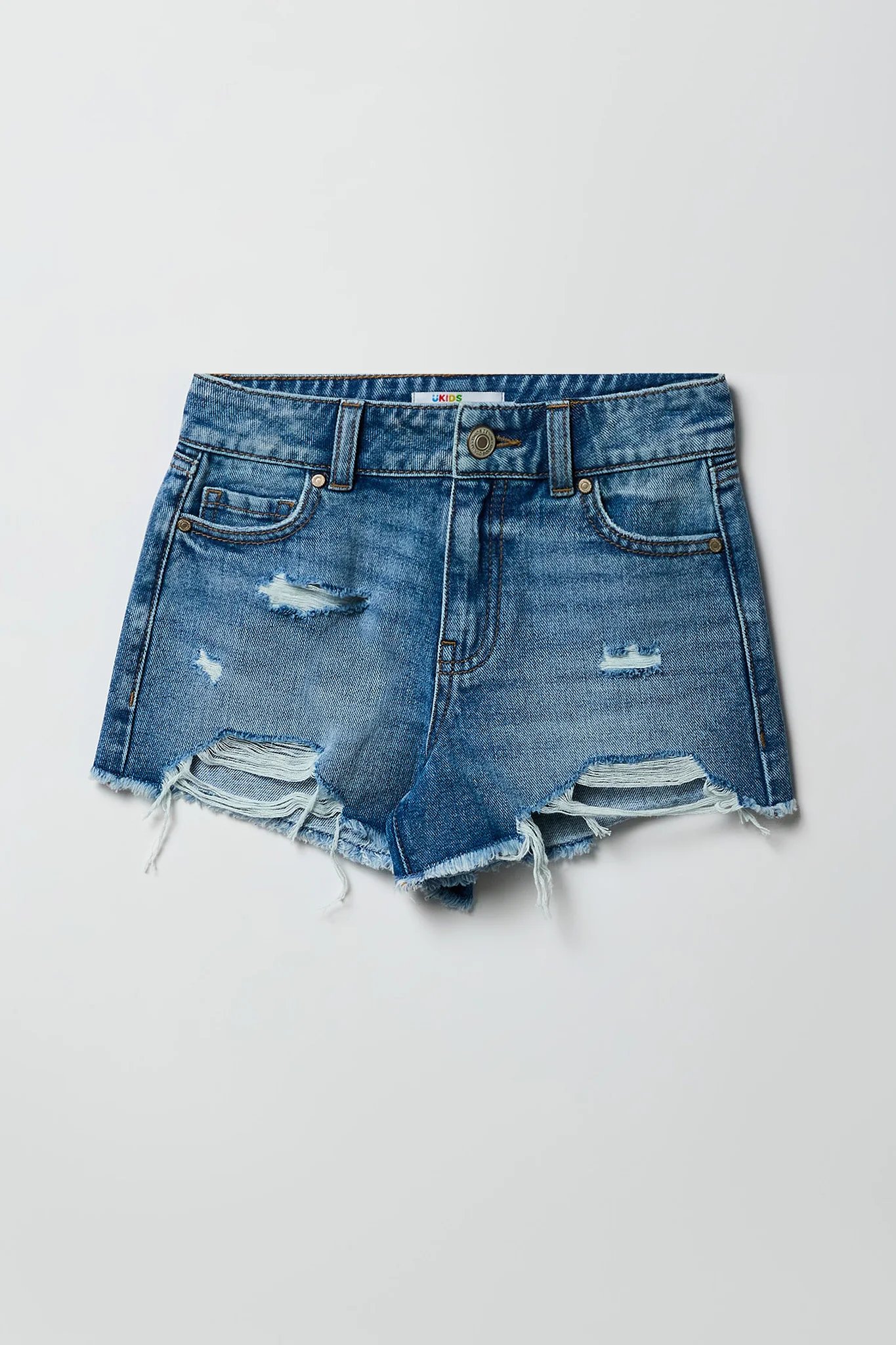 Girls Ripped High-Rise Denim Short - Image 11