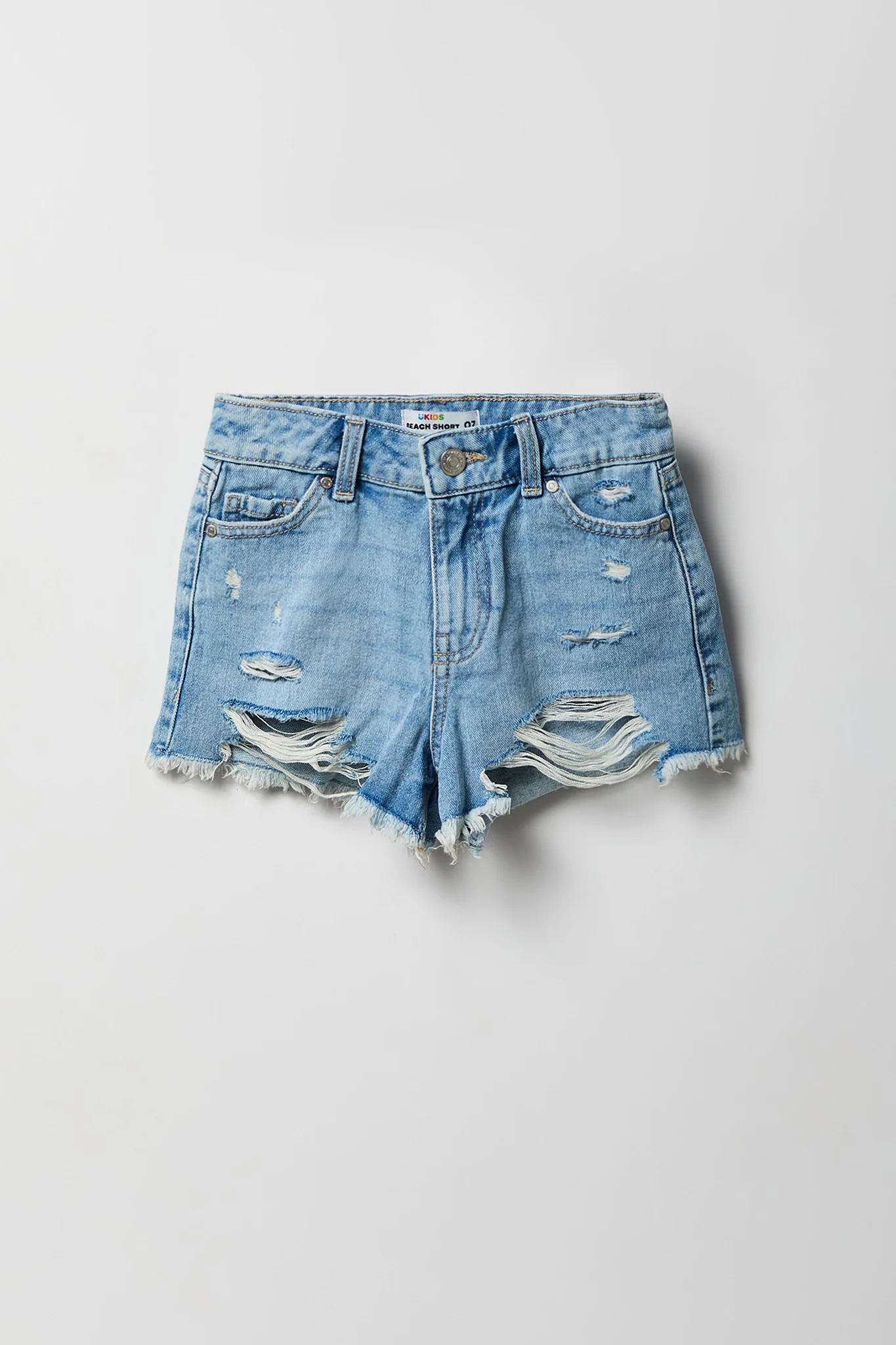 Girls Ripped High-Rise Denim Short - Image 13