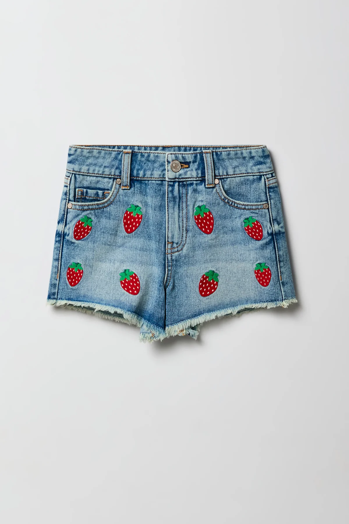 Girls Embroidered High Rise Denim Beach Short - Image 3