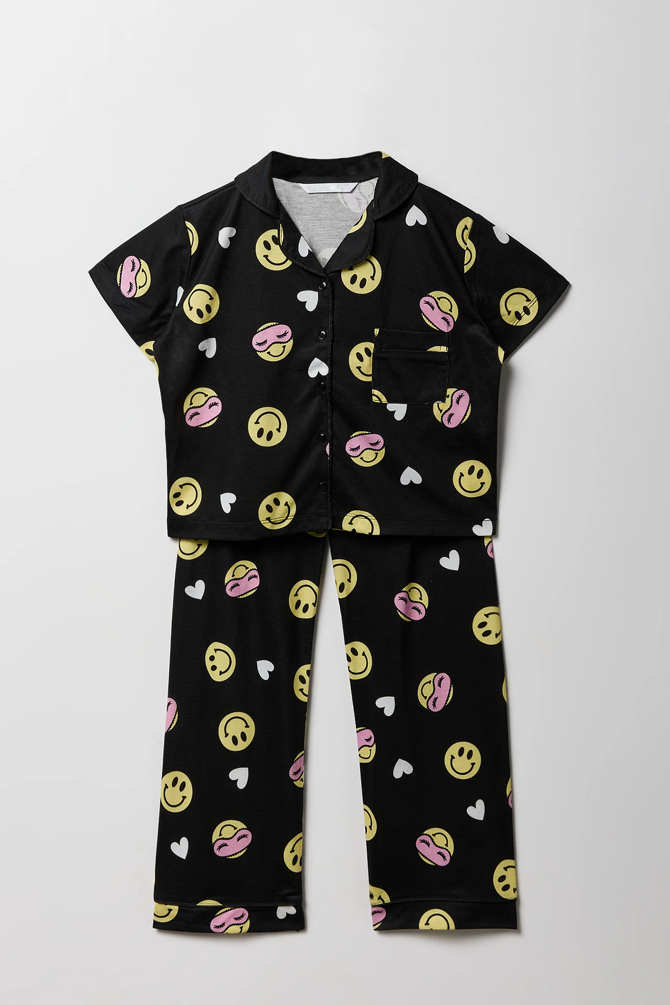 Girls Printed Button-Up Top & Pant Pajama Set - Image 16