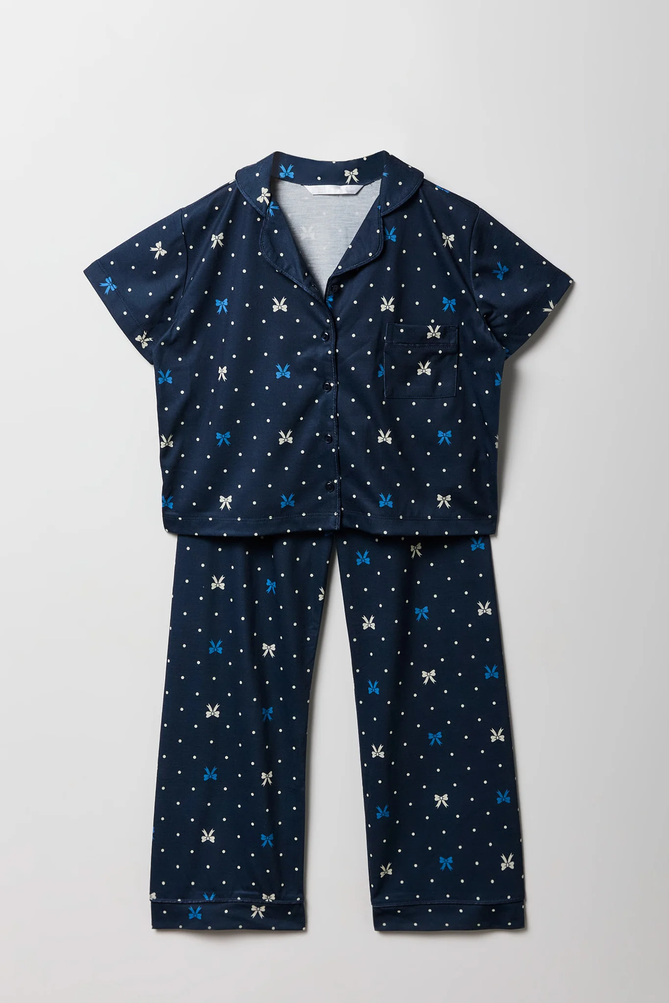 Girls Printed Button-Up Top & Pant Pajama Set - Image 26