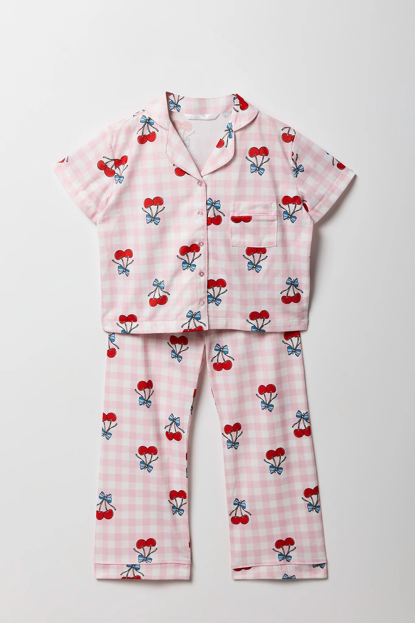 Girls Printed Button-Up Top & Pant Pajama Set - Image 31