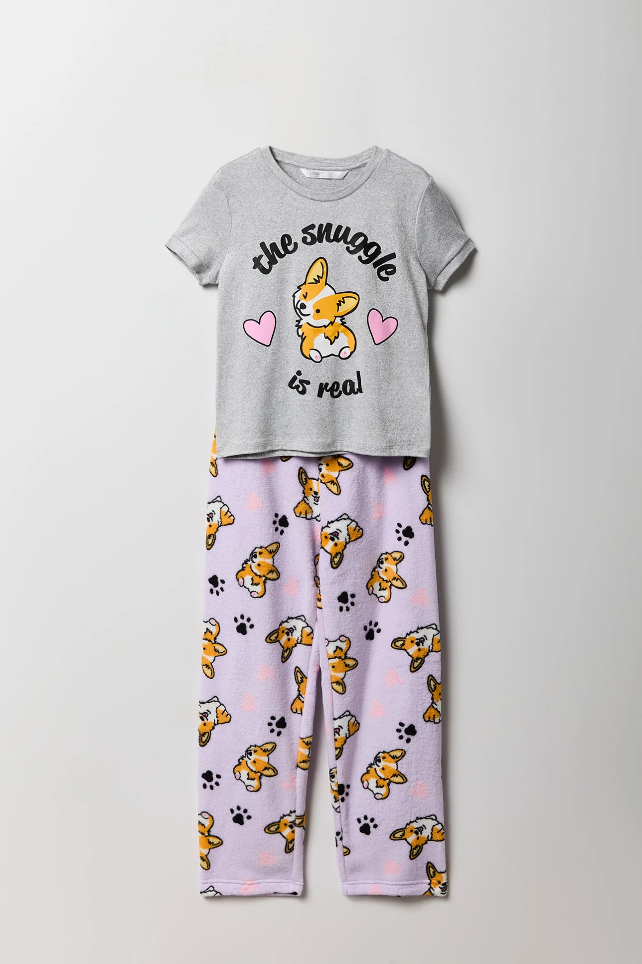 Girls Graphic T-Shirt & Plush Pant Pajama Set - Image 21
