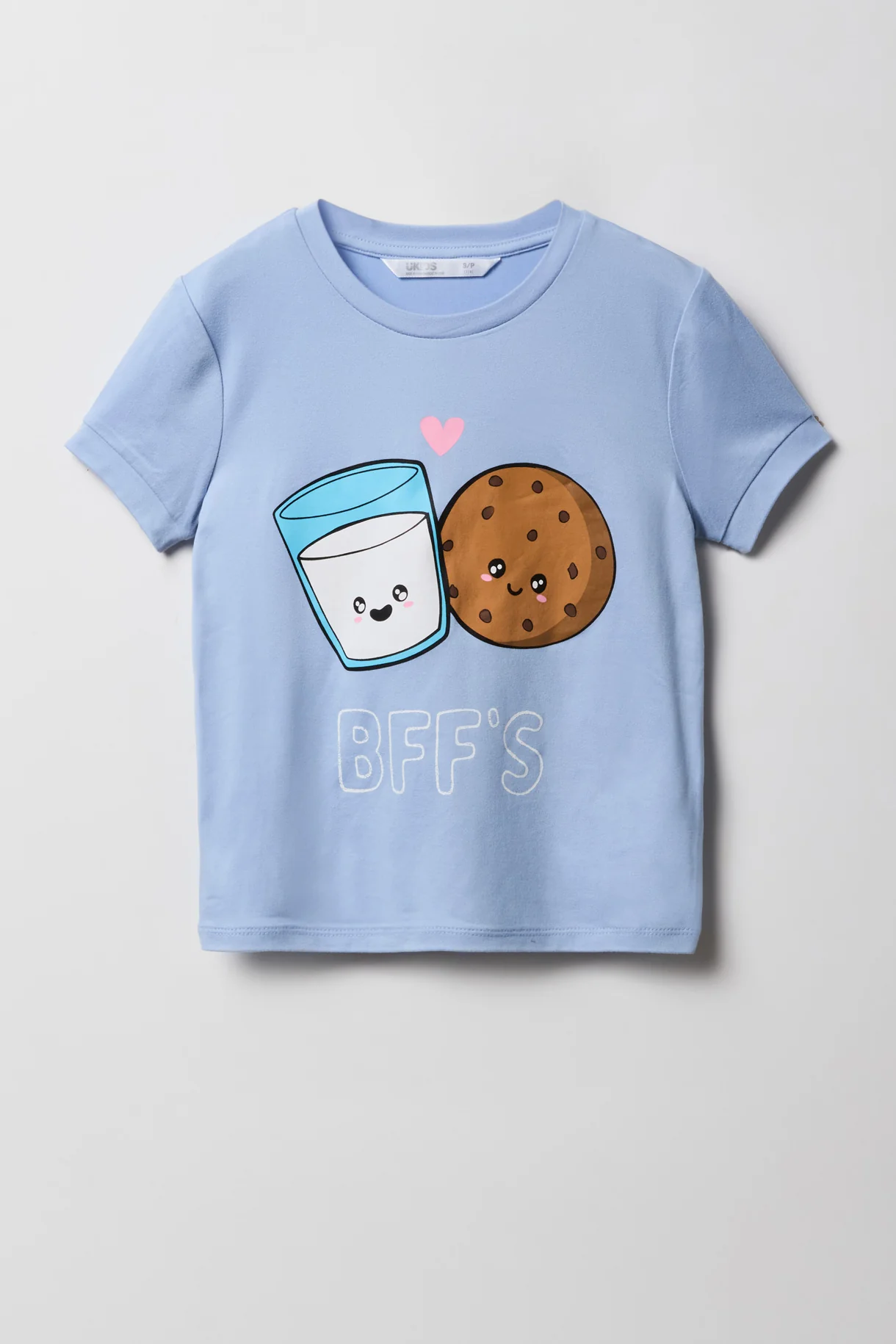Girls Cute Graphic T-Shirt & Printed Velour Pajama Set - Image 2