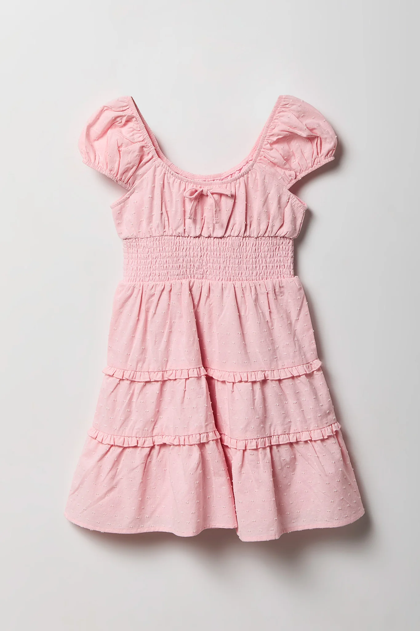 Girls Swiss Dot Tiered Short Sleeve Dress - Image 3