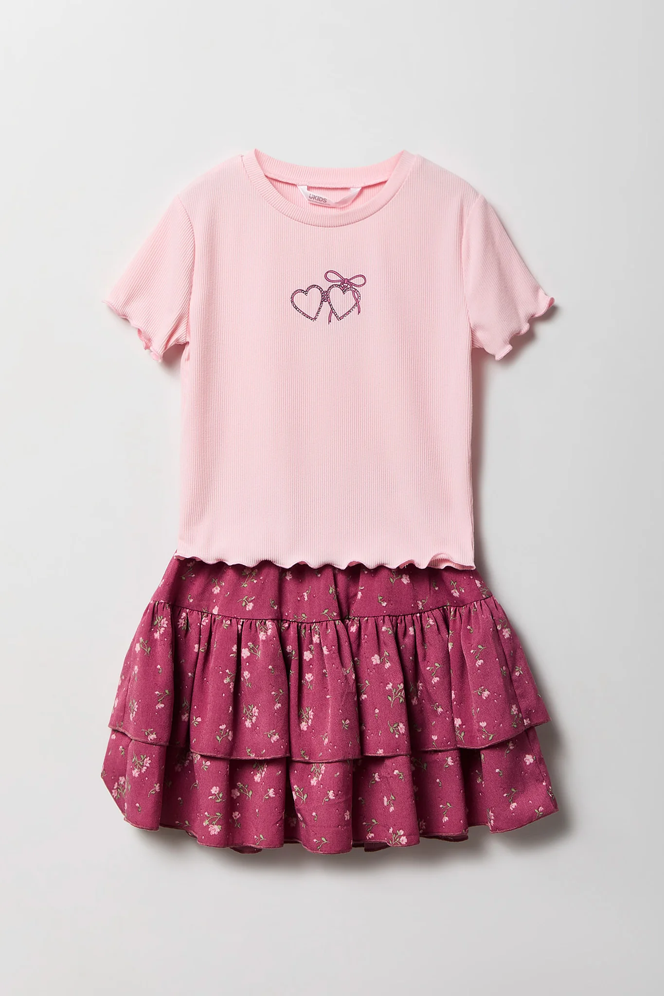 Girls Graphic T-Shirt & Tiered Skort Set - Image 11