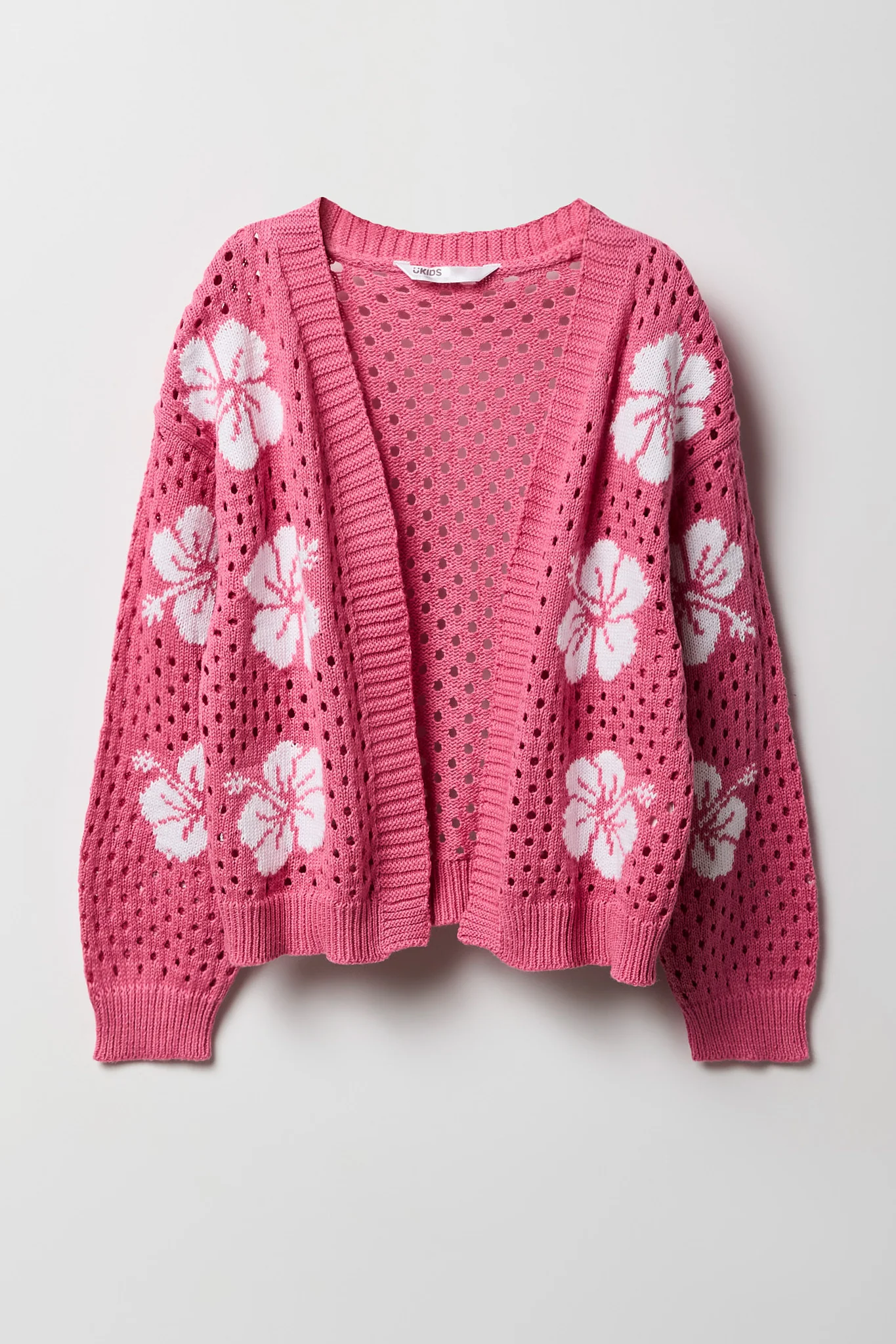 Girls Jacquard Crochet Knit Cardigan - Image 5