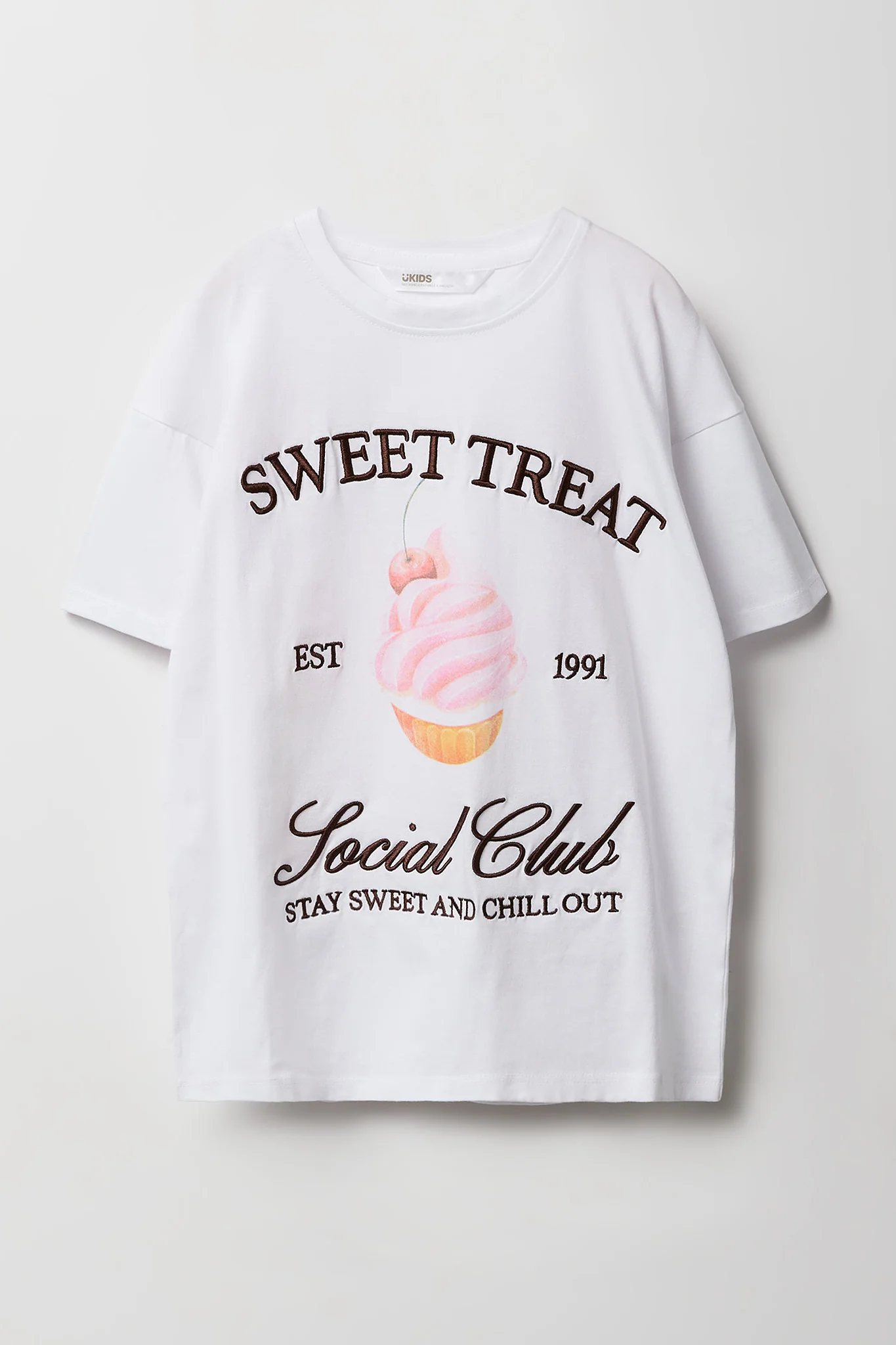 Girls Luxe Heavy Cotton Embroidered Oversized T-Shirt