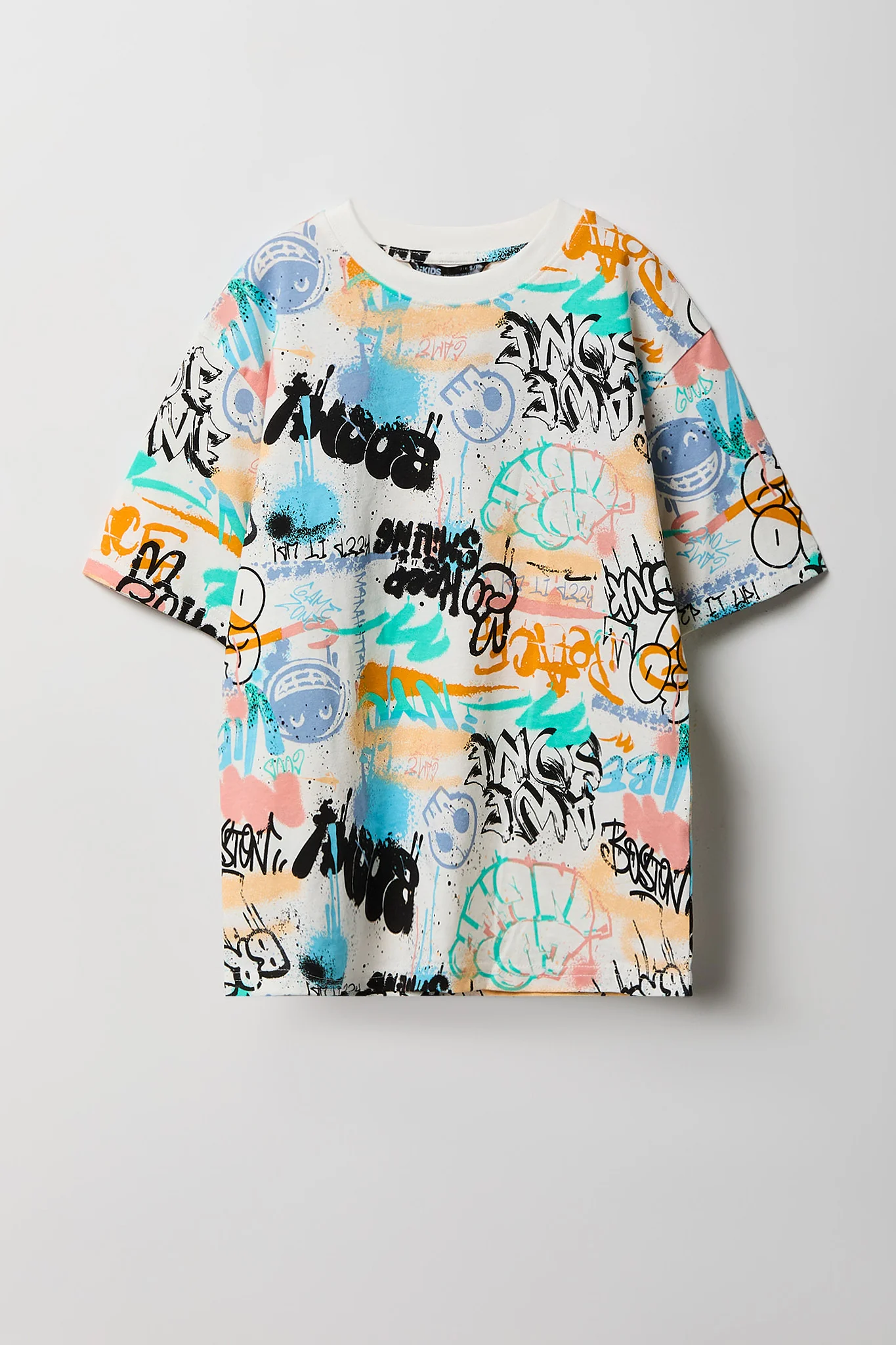 Boys Solid & Graffiti Print T-Shirt (2 Pack) - Image 7