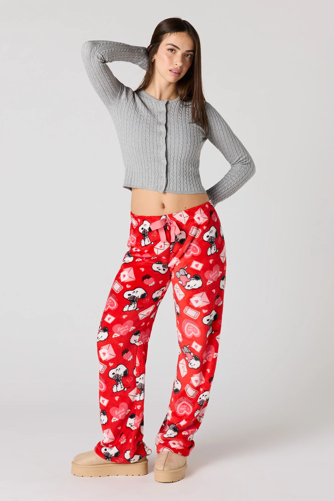 Cartoon Print Plush Pajama Pant - Image 13